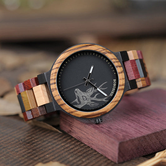 Deer Essence Wood Timepiece with Date Feature